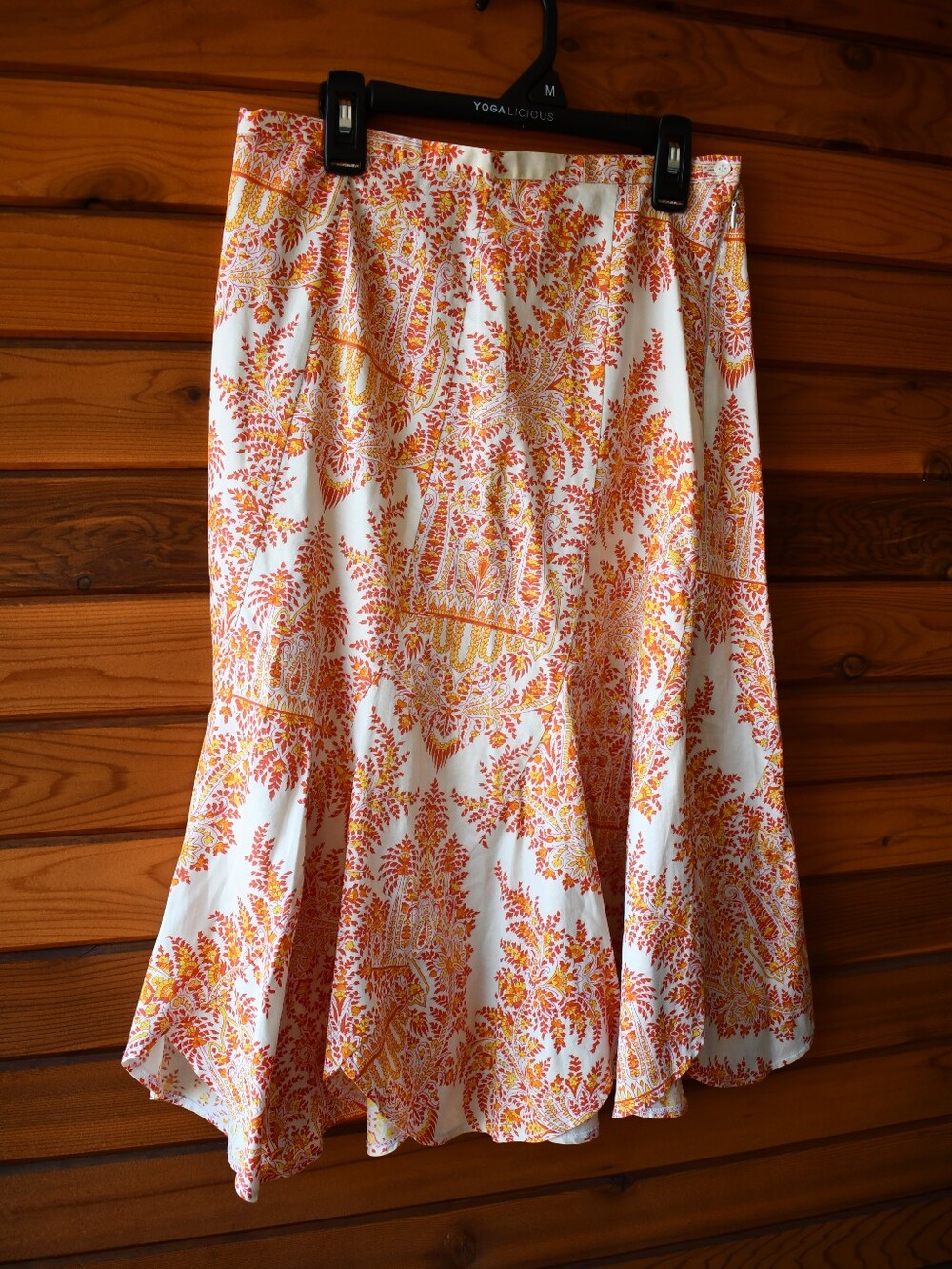 Paul & Joe Cotton Floral A-Line Skirt with Orange Print Tulip Hem Made In France